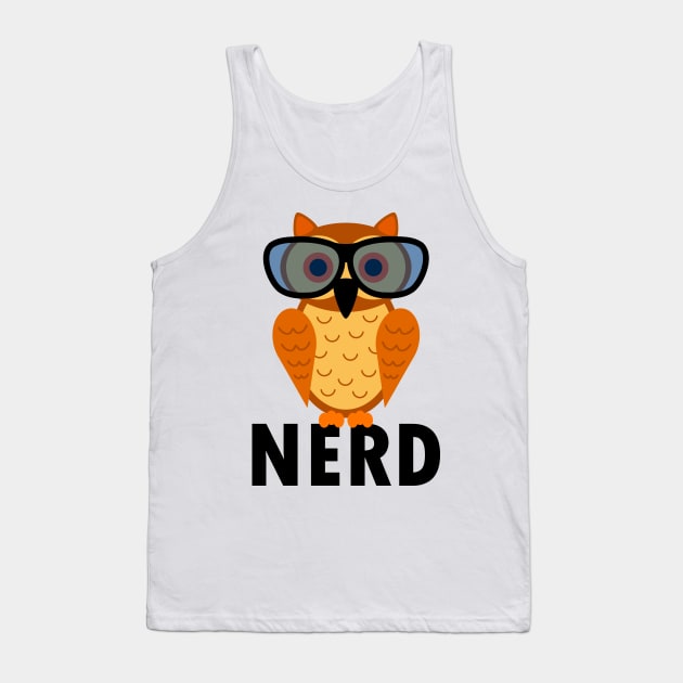 Cute Nerdy Owl with funny Nerd Glasses - Intelligent and Smart Nerd Owl Tank Top by Bohnenkern